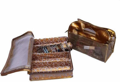 

Kuber Industries Bangle Four Roll & Vanity Box Jewellery Vanity Box(Gold)