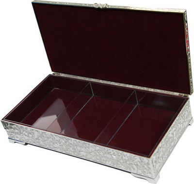 

Treta Rectangular Box Makeup and Jewellery Vanity Box(Silver, Maroon)