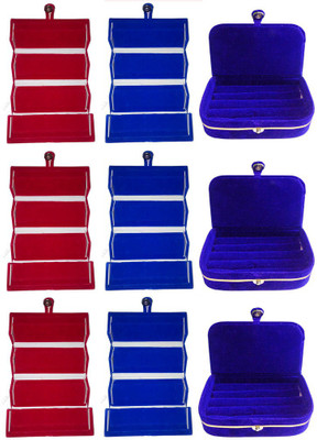 

Abhinidi Combo of 9 velvet case Ring and Earring storage travelling Folder Jewellery Vanity Box(Multicolor)