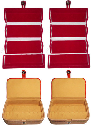 

Abhinidi Set of 4 velvet case Ring and Earring storage travelling Folder Jewellery Vanity Box(Multicolor)
