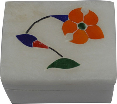 

Craftuno Handcrafted Rectangular Marble Box With Inlay Work On Top - Set Of 2 Multipurpose Decorative Vanity Box(Multicolor)