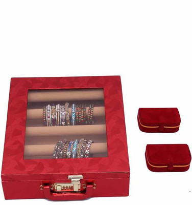 

Kuber Industries Bangle Five Roll & Ring & Earing Box Jewellery Vanity Box(Red)