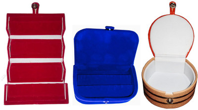 

Abhinidi Combo of 3 velvet case Ring and Earring storage travelling Folder Jewellery Vanity Box(Multicolor)
