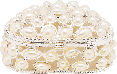 Prachin Pearl Box Heart S Kc-4118 Makeup Vanity Box(Silver)