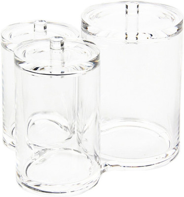 

Rajica 3 Compartment Cosmetics Holder with Lid Makeup Vanity Box(Transparent)