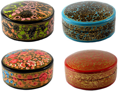 Craftuno Handcrafted Paper Mache Box - Set of 4 Showpiece Vanity Box(Multicolor)