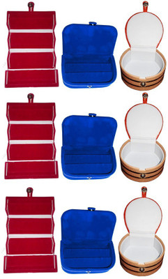

Abhinidi Set of 9 velvet Vanity case Ring and Earring storage travelling Folder Box Vanity Box(Multicolor)