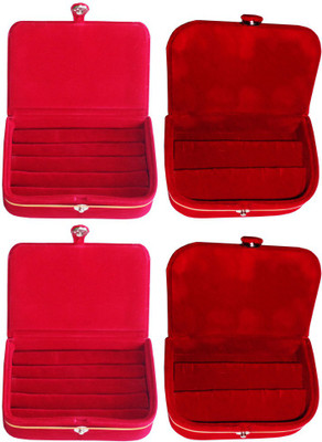 

Abhinidi Combo of 4 velvet case Ring and Earring storage travelling Folder Jewellery Vanity Box(Multicolor)