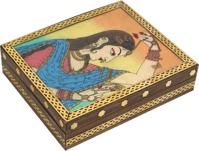 

R S Jewels Wooden Handicraft Gemstone Painting Jewellery Vanity Box(Multicolor)