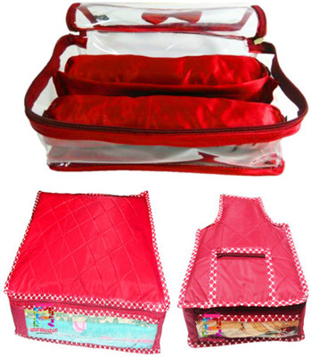 

Atorakushon Combo Satin 2 Rods Bangle box Jewellery Box Saree & Blouse Cover Storage Case Vanity Box(Maroon)