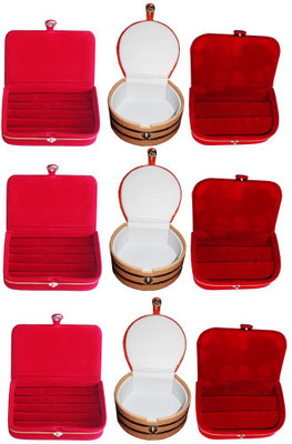 

Abhinidi Combo of 9 velvet case Ring and Earring storage travelling Folder Jewellery Vanity Box(Multicolor)