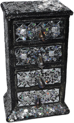 

DakshCraft Black Sequence Work Jewelry Storage Box Makeup and Jewellery Vanity Box(Black)