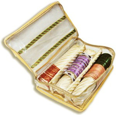 

Pretty Krafts Three Roll golden Storage Makeup Vanity Box(Golden)