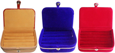 

Abhinidi Set of 2 velvet case Ring and Earring storage travelling Folder Jewellery Vanity Box(Multicolor)