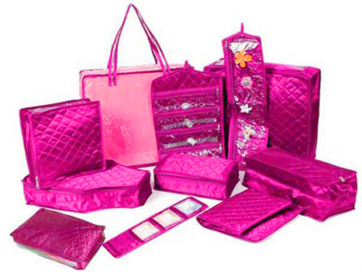 

Atorakushon Combo Of Jewellery Organiser Pouches Make Up Kit Wedding Collection Gift Storage Case Box Vanity Box(Purple)