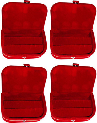 

Abhinidi Set of 4 velvet case Earring Jewelry storage travelling folder Jewellery Vanity Box(Maroon)