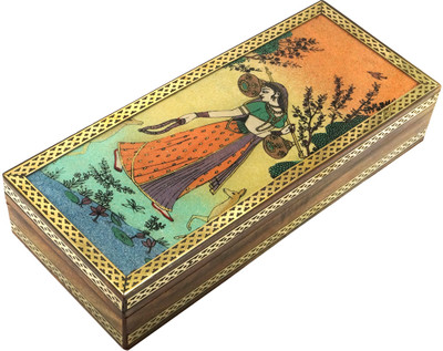 

R S Jewels Wooden Gemstone Painting Handmade Jewellery Vanity Box(Multicolor)