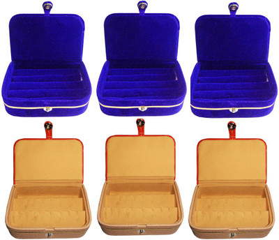 

Abhinidi Set of 6 velvet case Ring and Earring storage travelling Folder Jewellery Vanity Box(Multicolor)