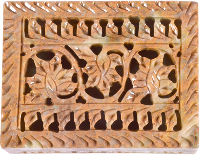 

Avinash Handicrafts Soap Stone Carved Rectangle 3x4" Jewellery Vanity Box(Multicolor)