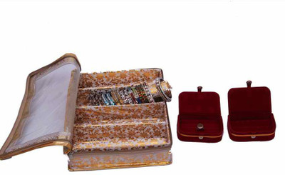 

Kuber Industries Bangle Four Roll & Ring & Earing Box Jewellery Vanity Box(Gold)