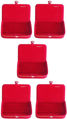 

Abhinidi Set of 5 velvet case Jewellry storage travelling folder Jewellery Vanity Box(Maroon)