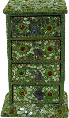 

Tezerac Glittery drawer set Jwellery Vanity Box(Green)