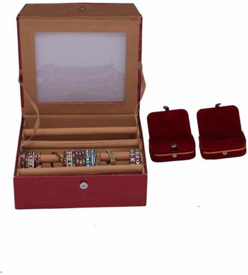 

Kuber Industries Bangle Four Roll & Ring & Earing Box Jewellery Vanity Box(Maroon)