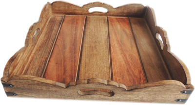 

The Decor Mart Decor Mart - Wood Tray - Natural - 16.5 x 16.5 x 3 inch Makeup Vanity Box(Natural)