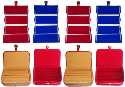 

Abhinidi Set of 8 velvet case Ring and Earring storage travelling Folder Jewellery Vanity Box(Multicolor)