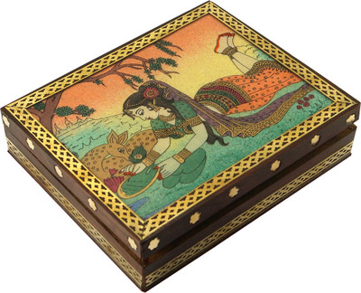 

R S Jewels Wooden Gemstone Painting Handmade Jewellery Vanity Box(Multicolor)