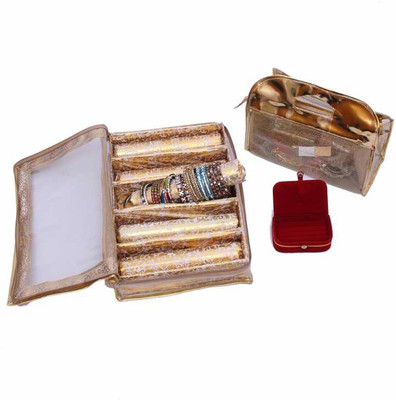 

Kuber Industries Five Roll Bangle & Vanity & Ring Jewellery Vanity Box(Gold)