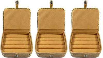 

Addyz Combo Pack Of 3 Pieces Ring Case Jewellery Vanity Box(Gold)