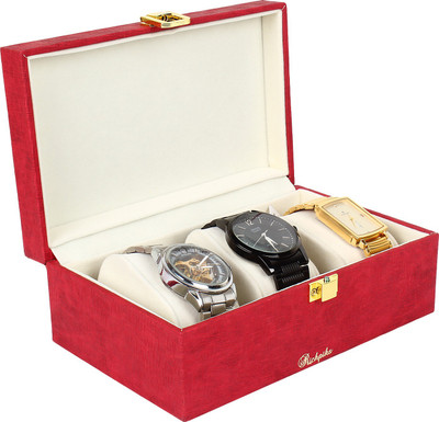 

Richpiks Small Watch cum Bangle Box Watch and Jewellery Purpose Vanity Box(Red)