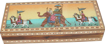 

R S Jewels Rajasthani Gem Stone Painting Wooden Handicraft Jewellery Vanity Box(Multicolor)