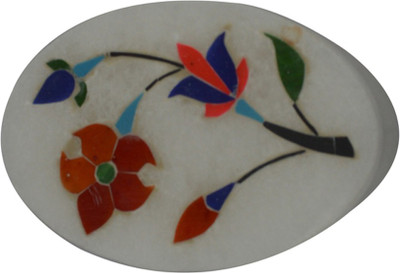 

Craftuno Handcrafted Oval Marble Box With Inlay Work On Detachable Top Multipurpose Decorative Vanity Box(Multicolor)