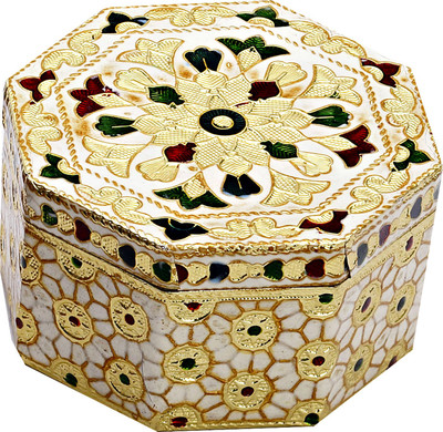63% OFF on Aapno Rajasthan Beautiful Octagonal Floral Print Makeup, Jewellery Vanity Box(Multicolor)