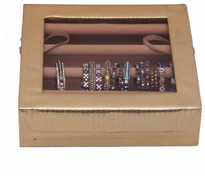 

Kuber Industries Bangle Four Roll Box Jewellery Vanity Box(Gold)
