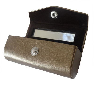 

Hide Park Genuine Leather Lipstick Case, With Mirror Vanity Box(Brown)