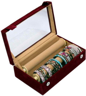 

Kuber Industries Bangle Two Roll Makeup Vanity Box(Maroon)