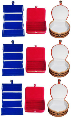 

Abhinidi Combo of 9 velvet case Ring and Earring storage travelling Folder Jewellery Vanity Box(Multicolor)