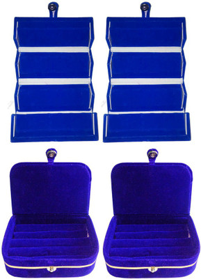

Abhinidi Set of 4 velvet Vanity case Ring and Earring storage travelling Folder Box Vanity Box(Multicolor)