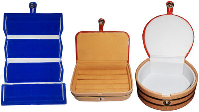 

Abhinidi Combo of 3 velvet case Ring and Earring storage travelling Folder Jewellery Vanity Box(Multicolor)