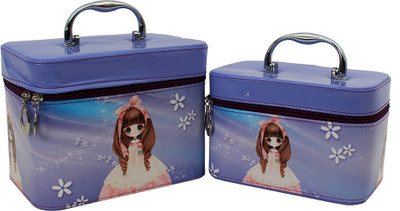

Styler Purple Girl Printed PU Set of 2 (Combo) Makeup Box Multi Purpose Vanity Box(Purple)