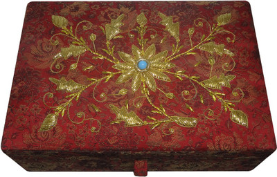

Avinash Handicrafts 10x7x3" Kit (Red) in Zari work Makeup Vanity Box(Red)