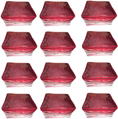 

Atorakushon 12pc Saree Salwar Suit Dress Protection Cover Garment Pouch Organiser Box Bag Storage Case Vanity Box(Maroon)