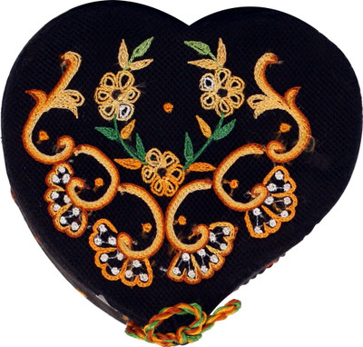 

Soulful Threads Yellow Thread Aari Embroidered Accessories Vanity Box(Black)