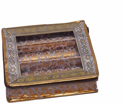 

Kuber Industries 3 Rod Brocade Bangle box (9 cm x 24 cm x 27 cm, 3 Rods, Golden) Make Up Vanity Box(Golden)