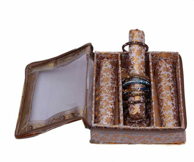 

Kuber Industries Bangle Three Roll Jewellery Vanity Box(Gold)