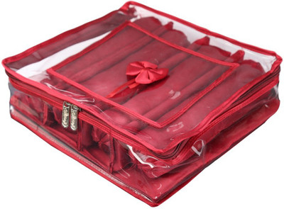 

SuiDhaga Bangle Box Satin 4 Line Bangle Organiser Vanity Box(Maroon)
