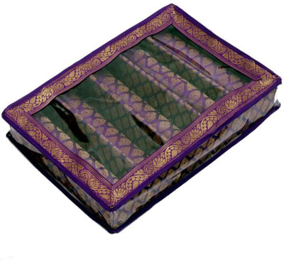 

Kuber Industries Bangle Box Five Roll In Maroon Brocade Makeup Vanity Box(Maroon)